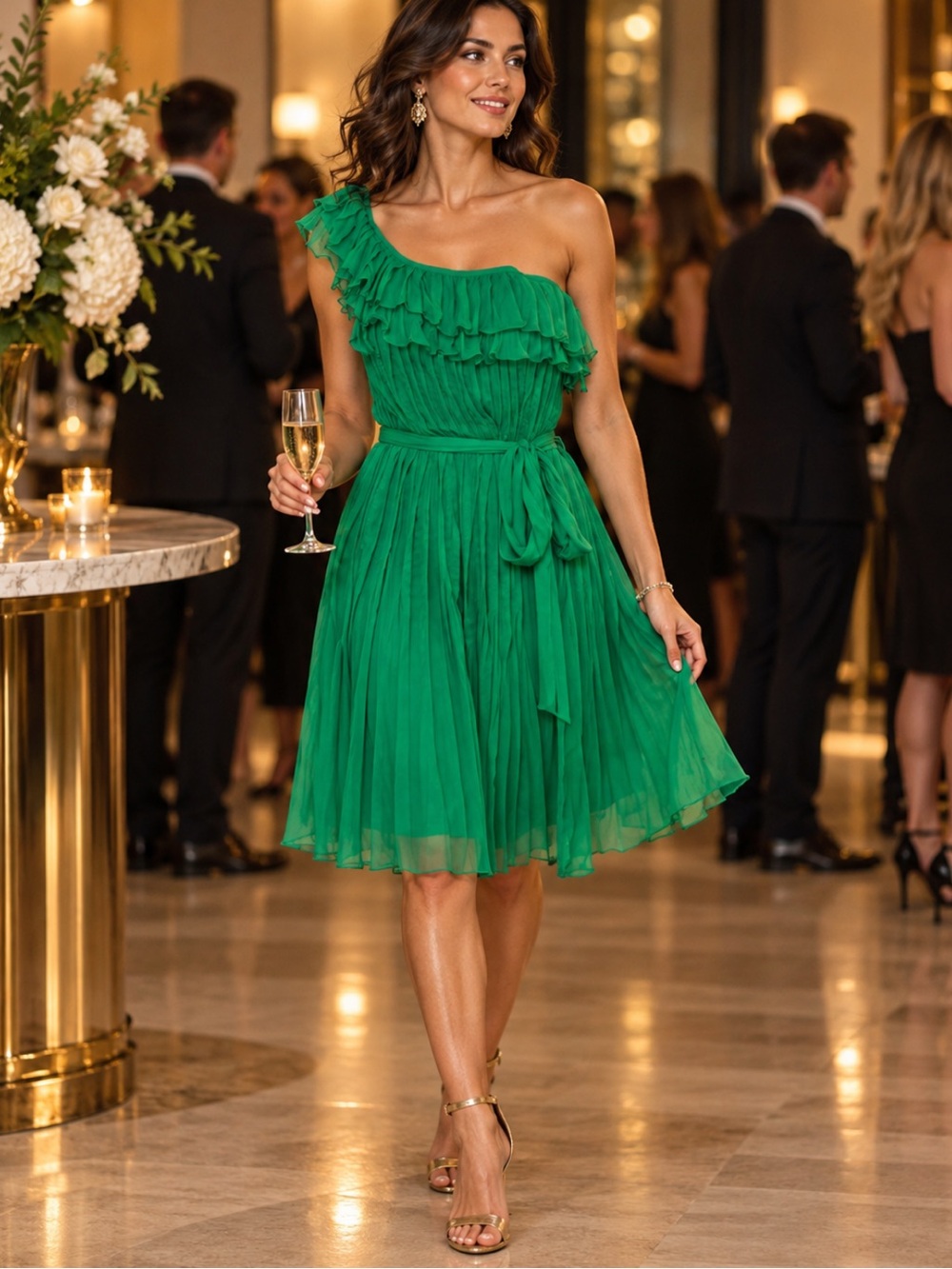 Topshop Kate Moss 1stCollection Green One Shoulder Ruffle Dress NWT Sz 12 *READ*